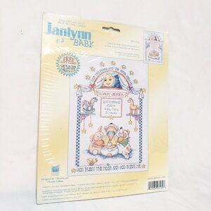 I See the Moon Birth Announcement Baby Counted Cross Stitch Kit NOS 2004 Janlynn